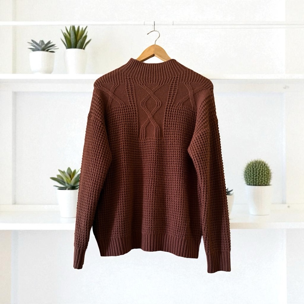 Brown Fashionable Knit Women's Sweatshirt